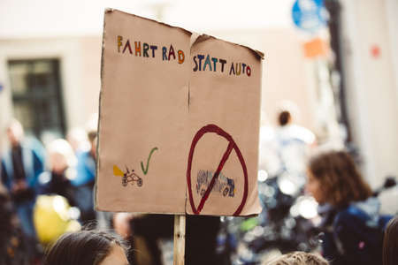 A closeup shot of the painted signs in a street protestのeditorial素材