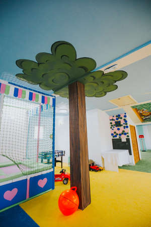 A wide shot of a colorful daycare center playgroundのeditorial素材