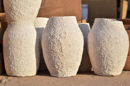 ceramic jars and plates in ceramics workshopの写真素材