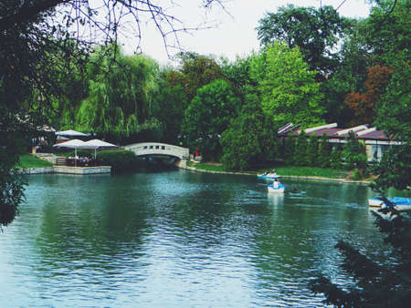 Lake in Sofia, Bulgaria, Borisov Park, Borisova gradinaの写真素材