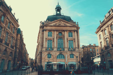 BORDEAUX, FRANCE - Jan 20, 2020: Beautiful landscape of buildings in Bordeaux and blue sky.のeditorial素材