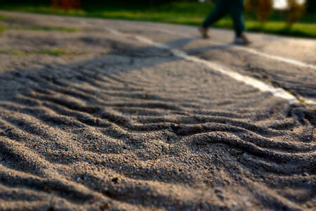 wrinkled asphalt on an alley in park in Bucharest, Romania