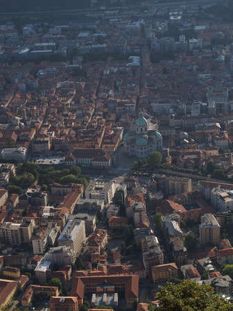 A vertical high angle shot of an urban sceneryの写真素材