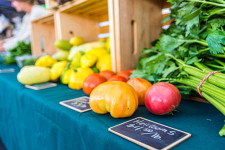 Wide shot of vegetable at a farmers marketの写真素材