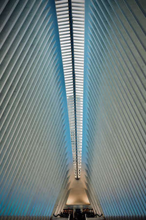 Picture of the remarkable ceiling of the World Trade Center hub in New York