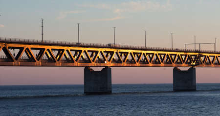 A beautiful shot of the Oresund Bridge over the waterの写真素材