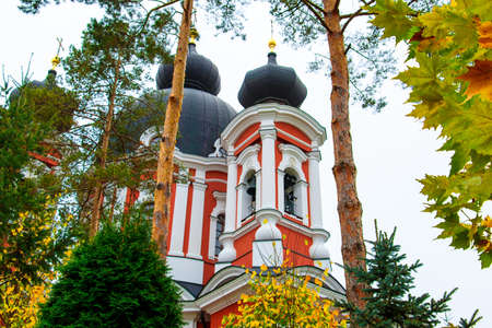 A beautiful low angle shot of the famous Curchi Monastery in Moldovaの写真素材