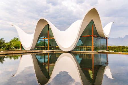 WORCESTOR, SOUTH AFRICA - Nov 01, 2017: Bosjes Wedding Chapel in Worcestor, Western Cape, South Africa. Designed by Coetzee Steyn o Steyn Studioのeditorial素材