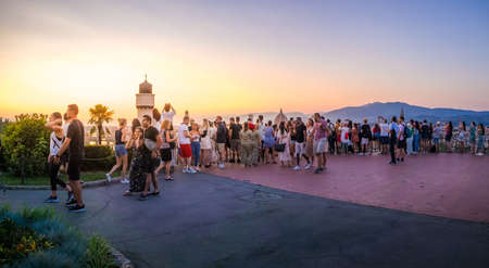 FLORENCE, ITALY - Jul 05, 2019: Duomo Santa Maria Del Fiore at sunset from Piazzale Michelangelo in...