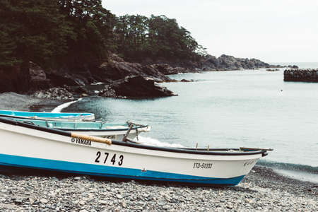 KESENNUMA, JAPAN - Aug 02, 2018: Fishers Boat at Japanese Coastのeditorial素材