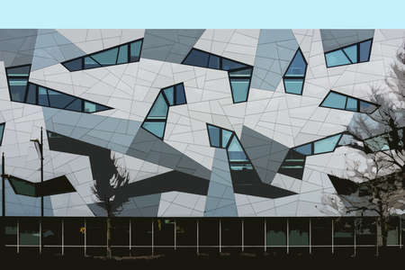 A modern building with creative architectural twists making it look like a real work of artのeditorial素材