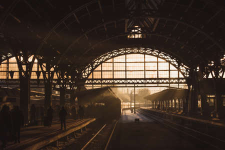 Sunset at train station in Saint Petersburg (Russia)のeditorial素材