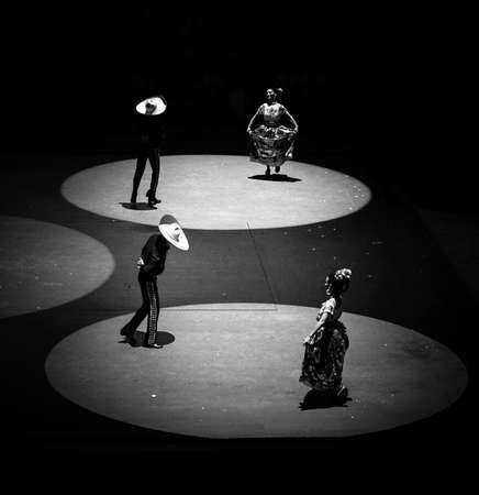 QUINTANA ROO, MEXICO - Dec 08, 2015: Dancing performance at Xcaret park in Mexico.のeditorial素材
