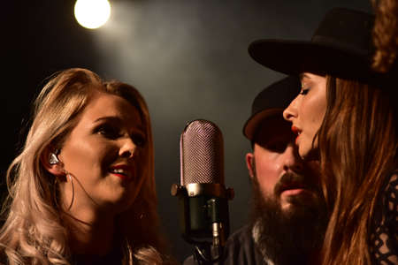 BATH, ENGLAND, UNITED KINGDOM - Nov 21, 2018: Americana folk group The Wandering Hearts in performance at the Komedia venue, Bath, England. 21 November 2018.のeditorial素材