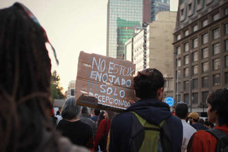 SANTIAGO, CHILE - Sep 27, 2019: In Santiago Chile Global strike for planet, students protesting...