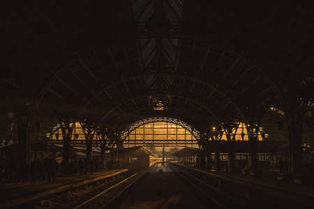 Sunset at train station in Saint Petersburg (Russia)のeditorial素材