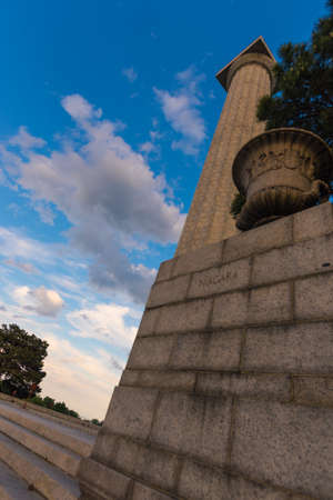 A vertical low angle shot of the famous Perry's Victory & International Peace Memorial, Ohio, USAのeditorial素材