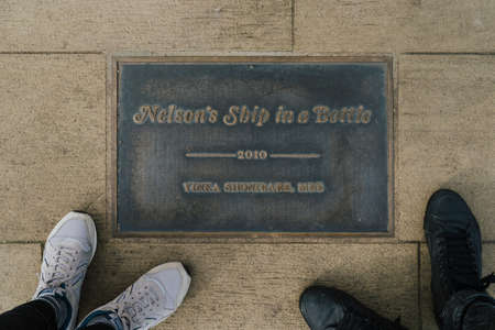 LONDON, UNITED KINGDOM - Oct 31, 2019: Greenwich Park, London, UK. Nelson's ship in a bottle. Landmarkのeditorial素材