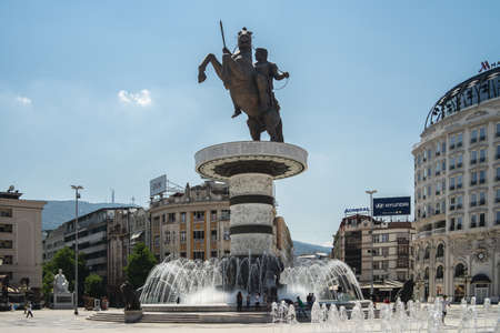 Architecture and street life in Skopje, the capital of North Macedonia.のeditorial素材