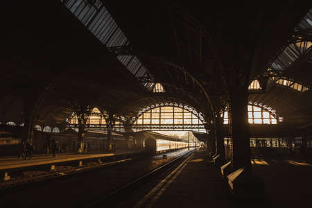 Sunset at train station in Saint Petersburg (Russia)のeditorial素材