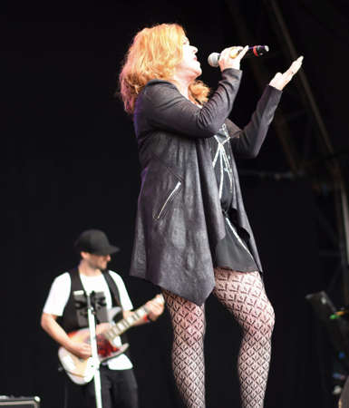 BRISTOL, ENGLAND, UNITED KINGDOM - Jun 03, 2017: Carol Decker in performance at the Let's Rock Retro music festival, Ashton Court, Bristol, England. 3 June 2017.のeditorial素材