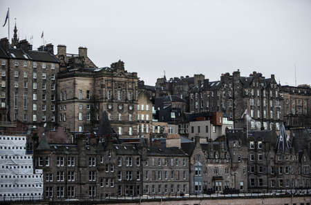 EDINBURGH, UNITED KINGDOM - Dec 15, 2017: Edinburgh Old Town cityscape as seen from North Bridge, Scotlandのeditorial素材