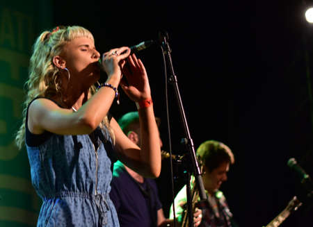 BATH, ENGLAND, UNITED KINGDOM - May 17, 2019: Dub fusion band The Maitree Express perform at...