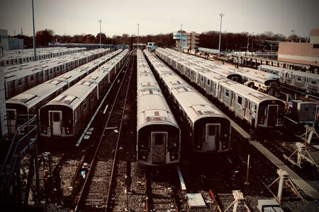 A high angle shot of the train station at daytime