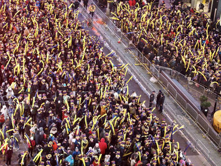 NEW YORK, UNITED STATES - Dec 31, 2019: Thousands of people waiting for a Ball Drop in NYC, Times...