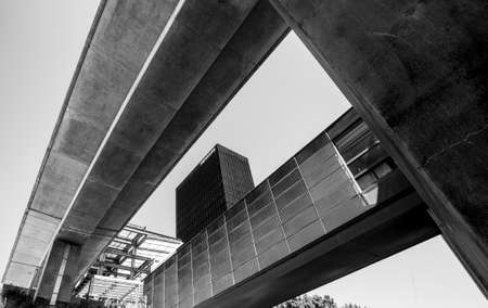 Train station in Ãrestad, Copenhagen, both Metro and regional trains intersectingのeditorial素材