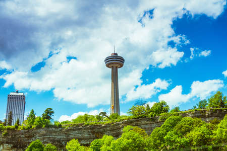 NIAGARA FALLS, UNITED STATES - Jun 10, 2018: Niagara Falls American and Canadian Falls Landmarks 7 world wonders of the worldのeditorial素材