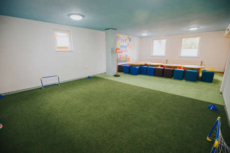 A wide shot of the playground area at a daycare centerのeditorial素材