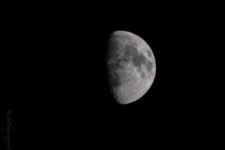 The mesmerizing scenery of the half-moon in the magical night sky