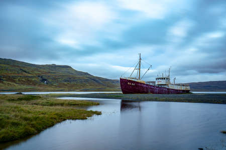 Stranded Fishing Trawler, Patreksfjordur, Icelandのeditorial素材