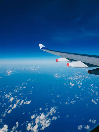 A view of the endless blue of the ocean and the sky.の写真素材