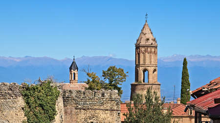 A high angle shot of the historic Pancho Villa in Sighnaghi, Georgia