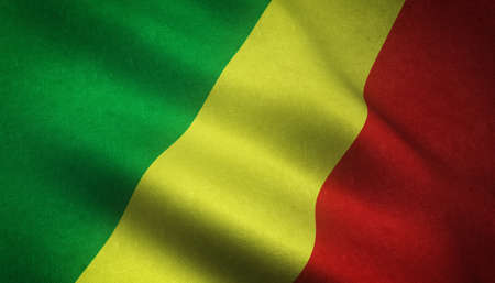 A realistic shot of the waving flag of Mali with interesting texturesの写真素材