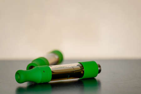 A marijuana vaping kit with THC CBD oil cartridgesの写真素材