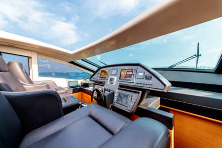 An interior shot of the control room of the boat