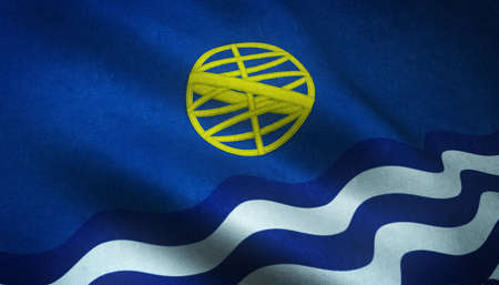 A closeup shot of the waving flag of Atlantic Ocean with interesting texturesの写真素材