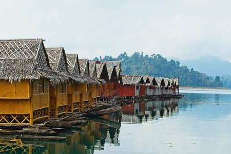 A scenery of colorful buildings at the seashore under the clear skyの写真素材