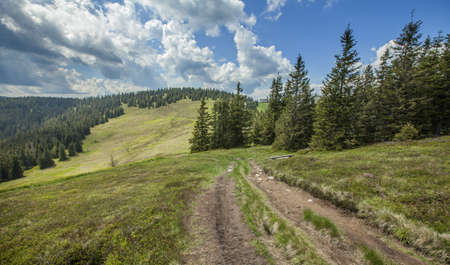 A high angle shot of a beautiful landscape at the Pohorje hills in Slovenia
