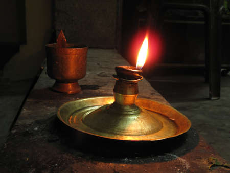 A closeup shot of a candle burningの写真素材