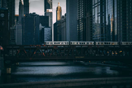 The famous Merchandise Mart in Chicago, USA during daytimeの写真素材