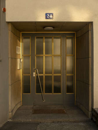 A closeup shot of a door of an apartment buildingの写真素材