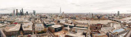 Panorama view from the big St Paul's cathedral in London.