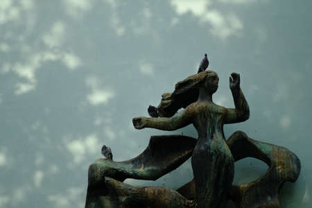 modernist  statues in budapest, hungary,with sky background