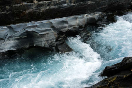 A high angle time-lapse shot of the river flowing surrounded by woods