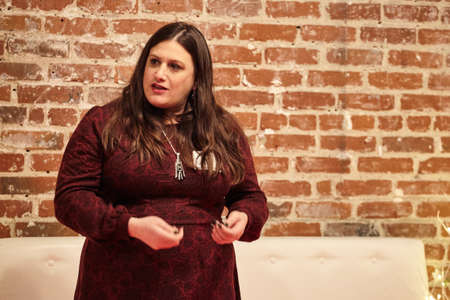 LOS ANGELES, UNITED STATES - Feb 09, 2019: Amanda Ostrowitz of Cannaregs speaking at WeedWeek...