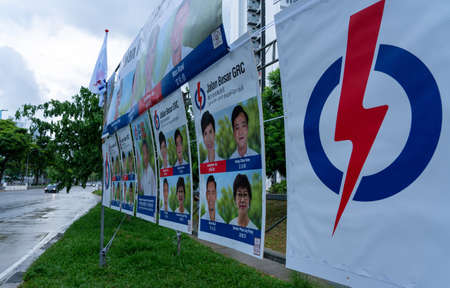 SINGAPORE, SINGAPORE - Jul 04, 2020: Singapore , July the 4th, 2020 : Elections advertising from the...